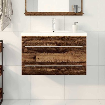Bathroom Sink Cabinet 2 pcs Old Wood 80 x 38.5 x 48 cm