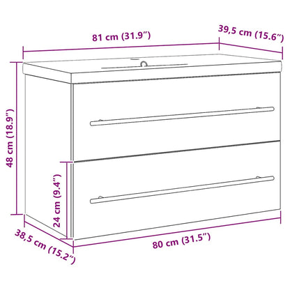 Bathroom Sink Cabinet 2 pcs Old Wood 80 x 38.5 x 48 cm