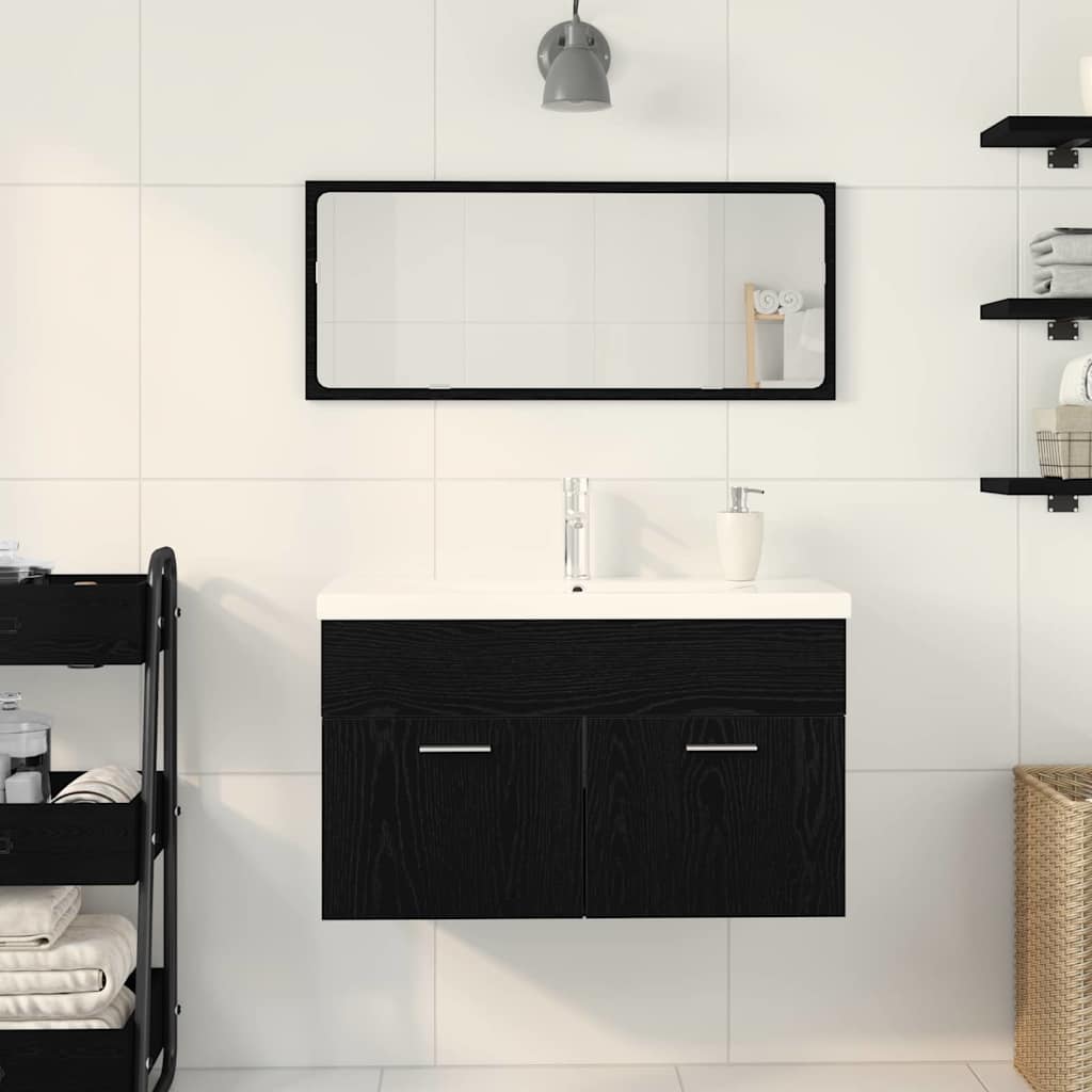 Bathroom Cabinet Black Oak 90 x 38.5 x 46 cm Engineered Wood