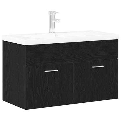 Bathroom Cabinet Black Oak 80 x 38.5 x 46 cm Engineered Wood