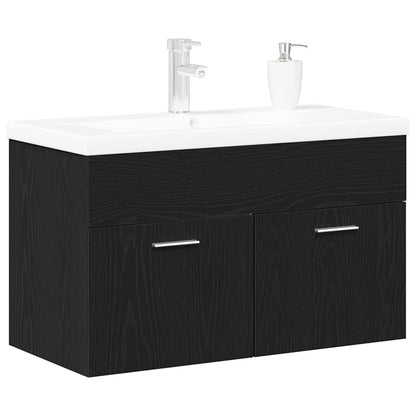 Bathroom Cabinet Black Oak 80 x 38.5 x 46 cm Engineered Wood