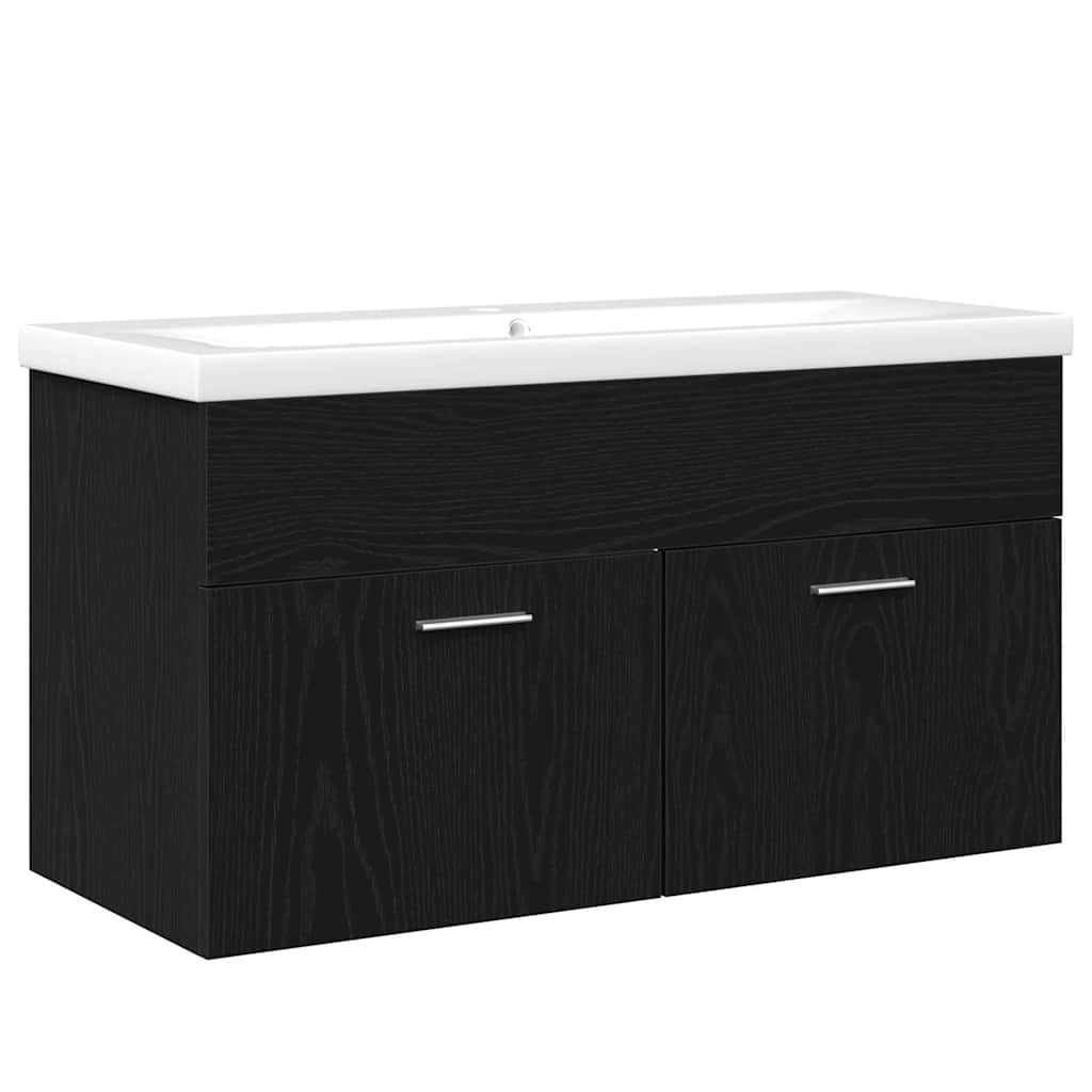 Bathroom Cabinet Black Oak 90 x 38.5 x 46 cm Engineered Wood