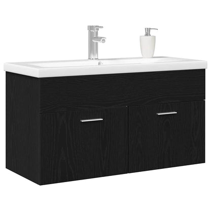 Bathroom Cabinet Black Oak 90 x 38.5 x 46 cm Engineered Wood