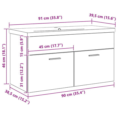 Bathroom Cabinet Black Oak 90 x 38.5 x 46 cm Engineered Wood