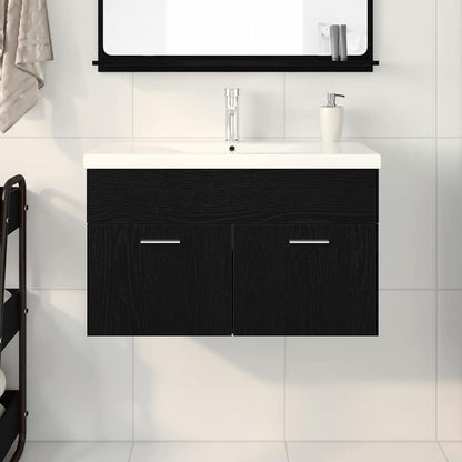 Bathroom Cabinet Black Oak 80 x 38.5 x 46 cm Engineered Wood