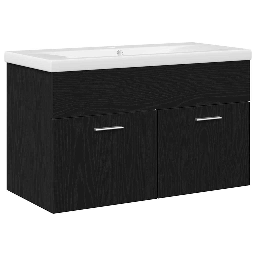 Bathroom Cabinet Black Oak 80 x 38.5 x 46 cm Engineered Wood
