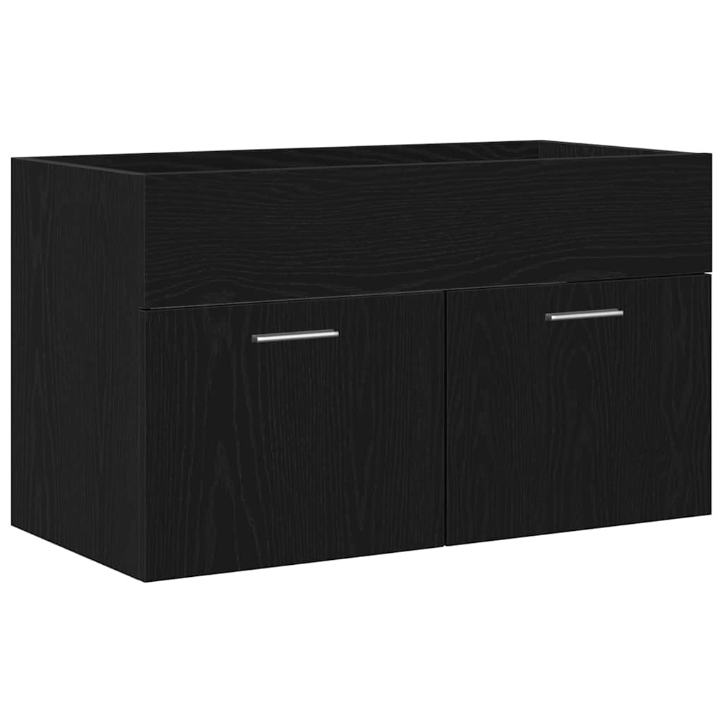 Bathroom Cabinet Black Oak 80 x 38.5 x 46 cm Engineered Wood