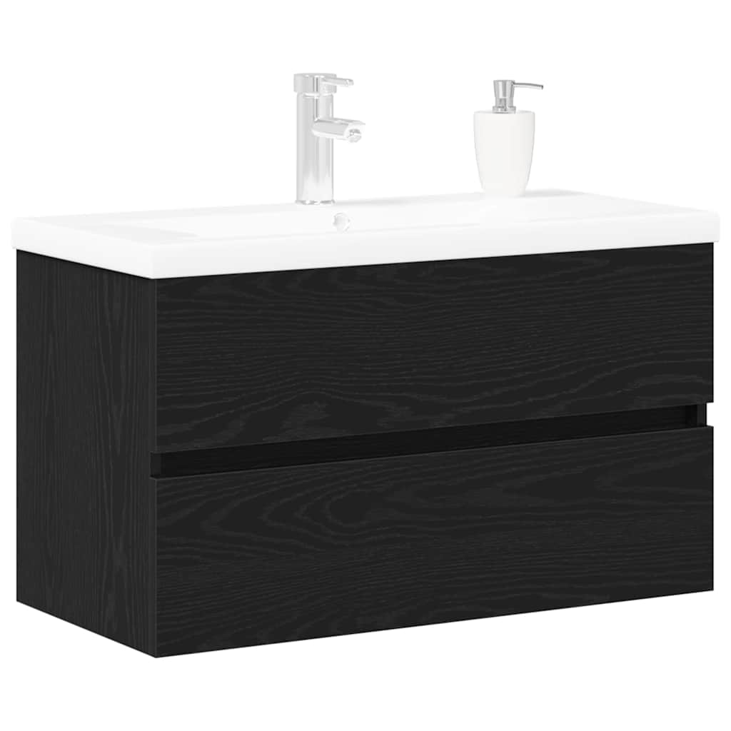 Bathroom Sink Cabinet Black Oak 80 x 39 x 62 cm Engineered Wood
