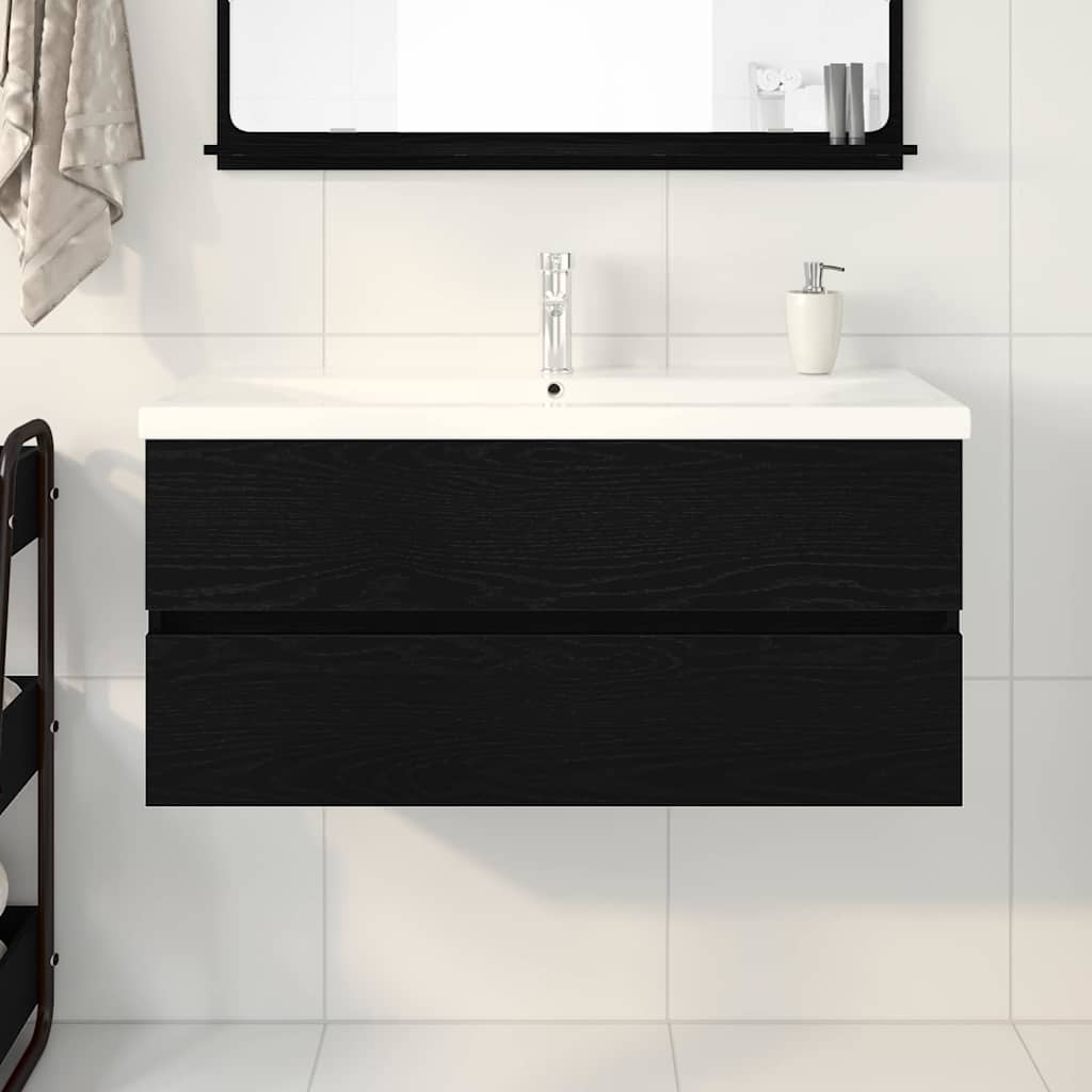 Bathroom Sink Cabinet Wall-mounted Black Oak 100 x 39 x 62 cm