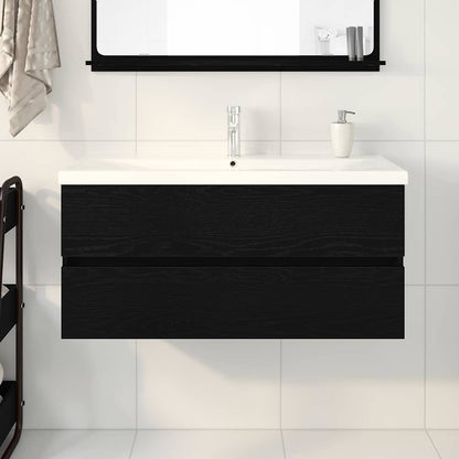 Bathroom Sink Cabinet Wall-mounted Black Oak 100 x 39 x 62 cm