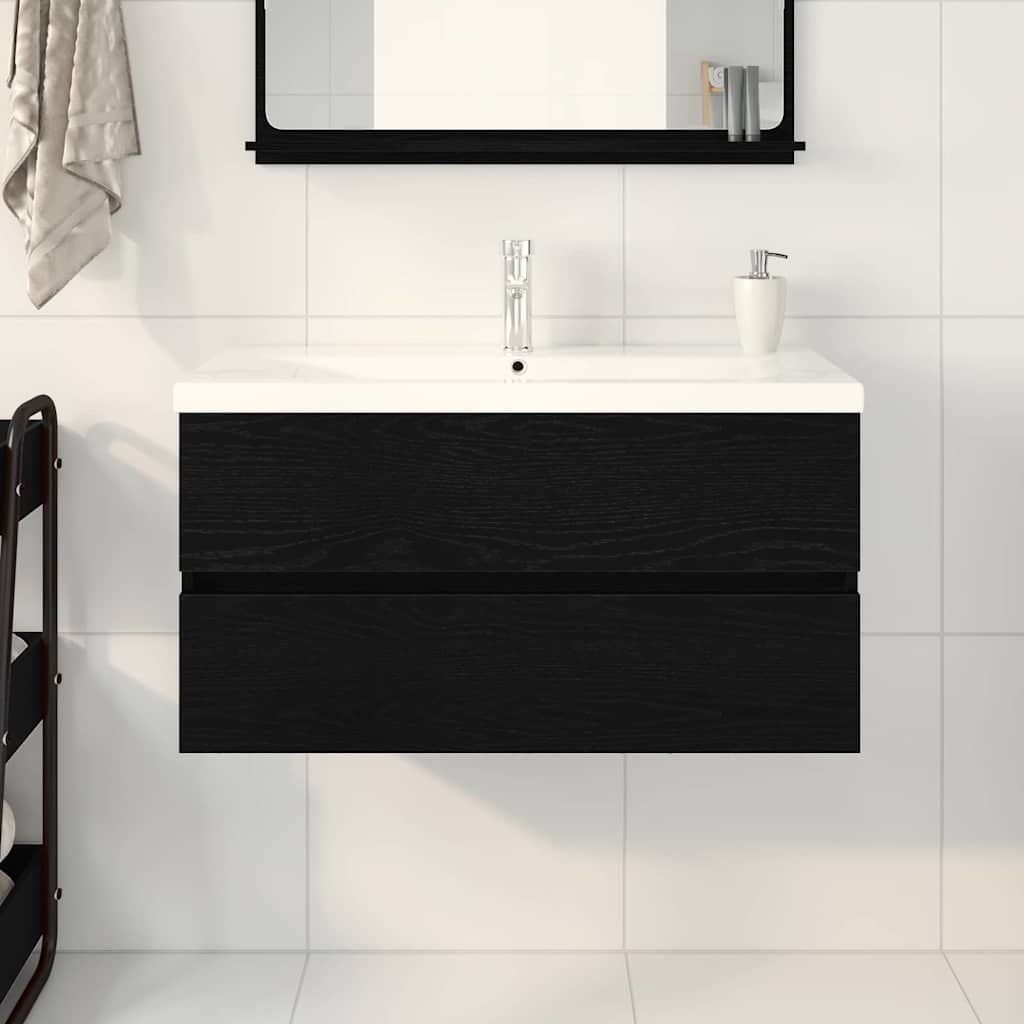 Bathroom Sink Cabinet Black Oak 90 x 39 x 62 cm Engineered Wood