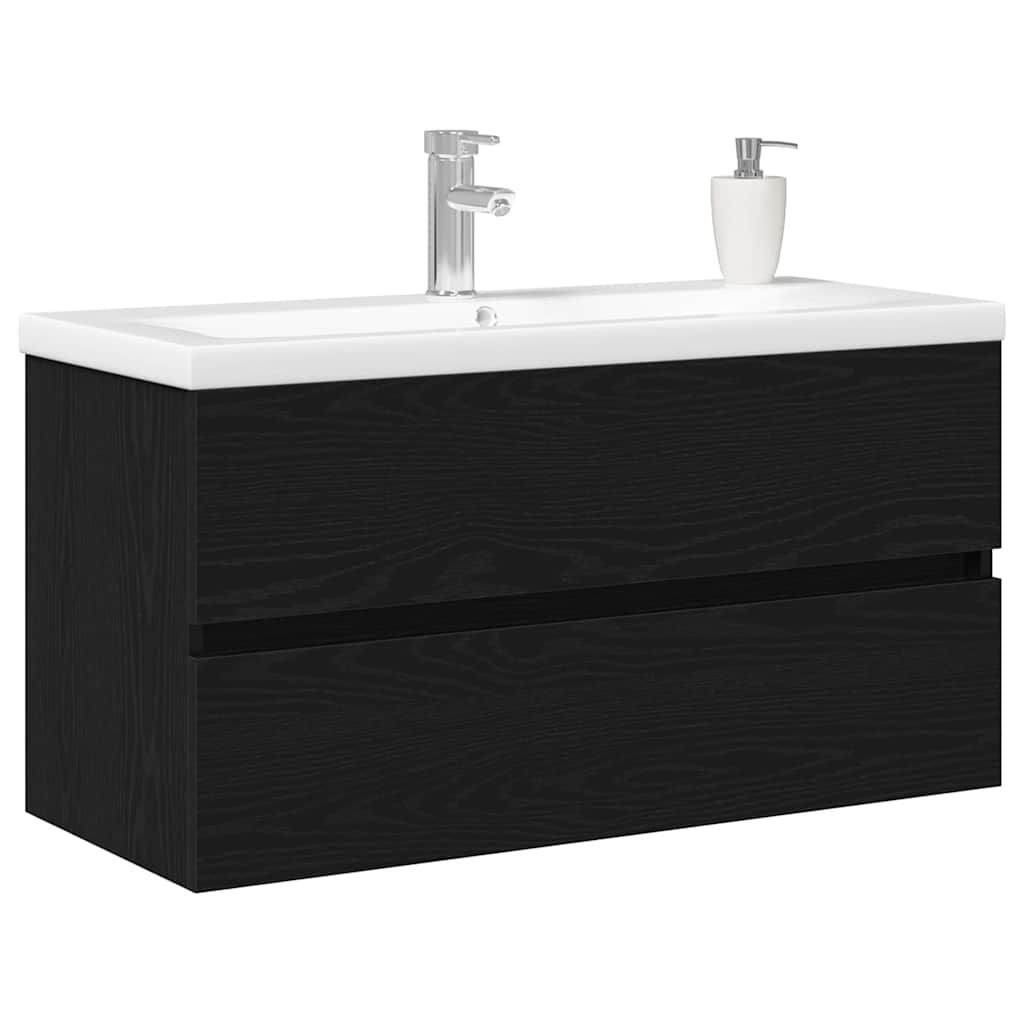 Bathroom Sink Cabinet Black Oak 90 x 39 x 62 cm Engineered Wood