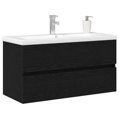 Bathroom Sink Cabinet Black Oak 90 x 39 x 62 cm Engineered Wood