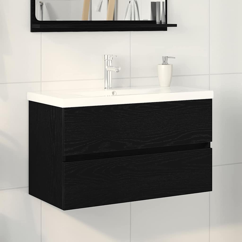 Bathroom Sink Cabinet Black Oak 80 x 39 x 62 cm Engineered Wood