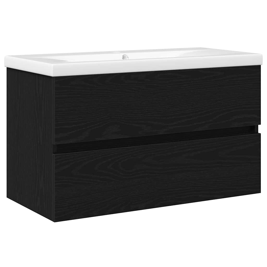 Bathroom Sink Cabinet Black Oak 80 x 39 x 62 cm Engineered Wood