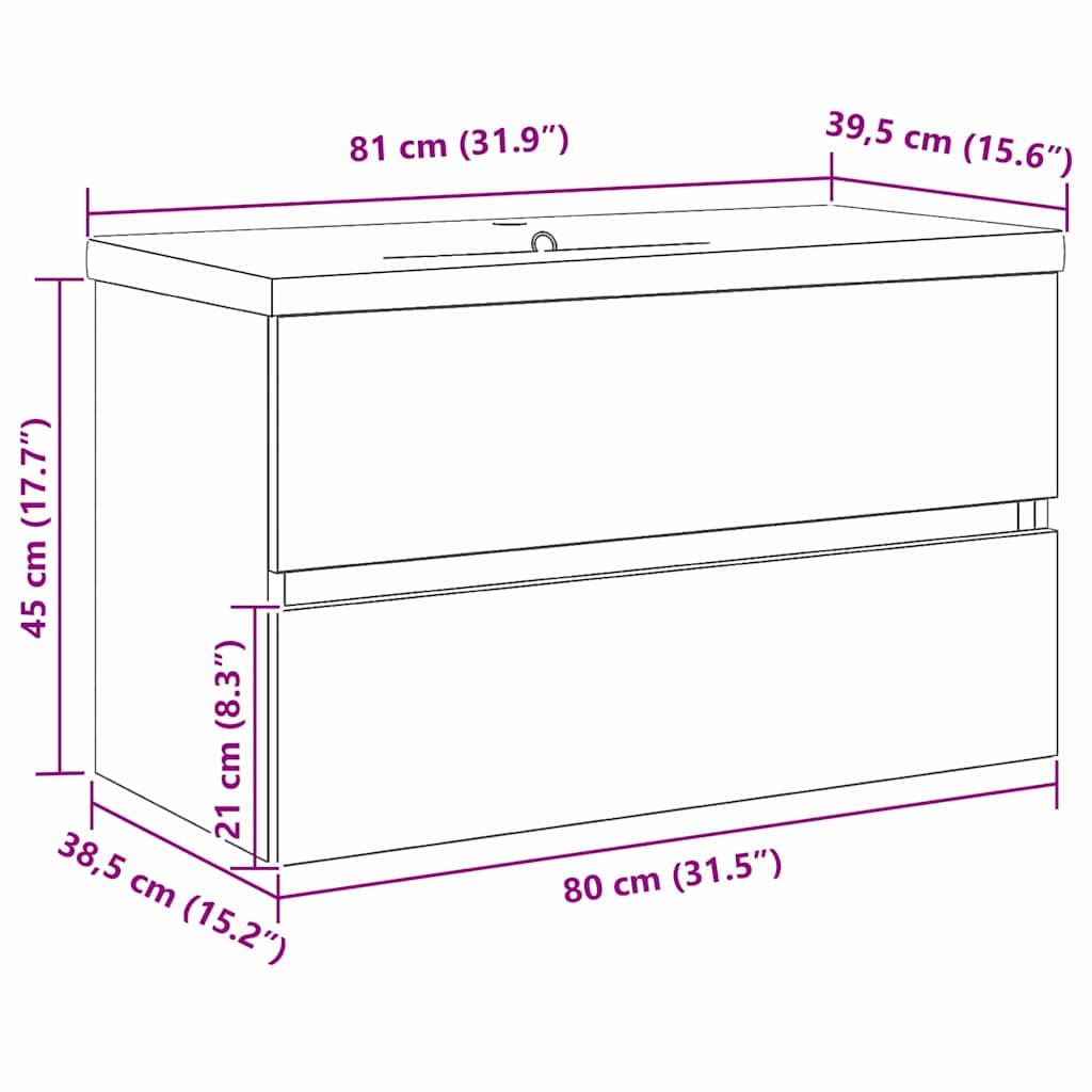 Bathroom Sink Cabinet Black Oak 80 x 39 x 62 cm Engineered Wood