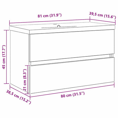 Bathroom Sink Cabinet Black Oak 80 x 39 x 62 cm Engineered Wood
