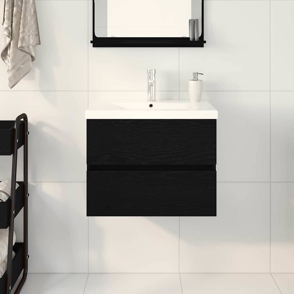 Bathroom Sink Cabinet Black Oak 60 x 39 x 62 cm Engineered Wood