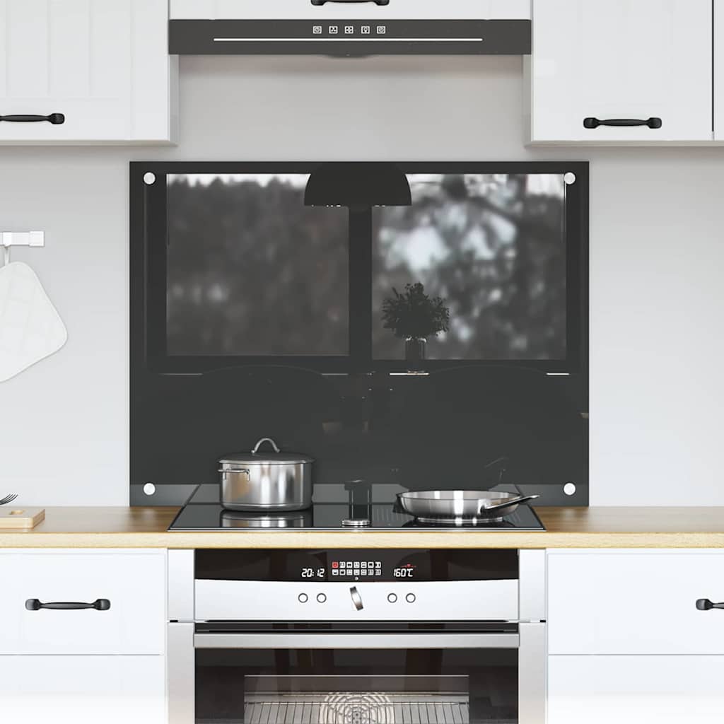 Kitchen Backsplash Dark Grey 80 x 60 cm Tempered Glass