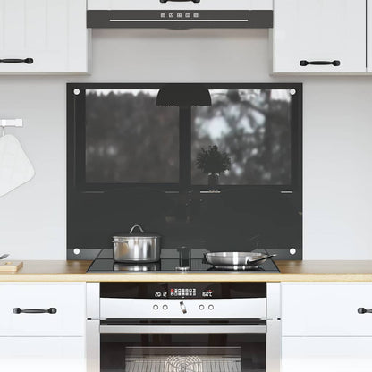 Kitchen Backsplash Dark Grey 80 x 60 cm Tempered Glass