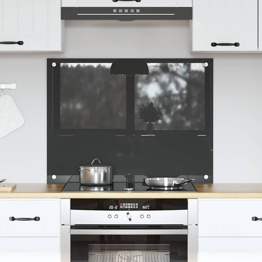 Kitchen Backsplash Dark Grey 80 x 60 cm Tempered Glass