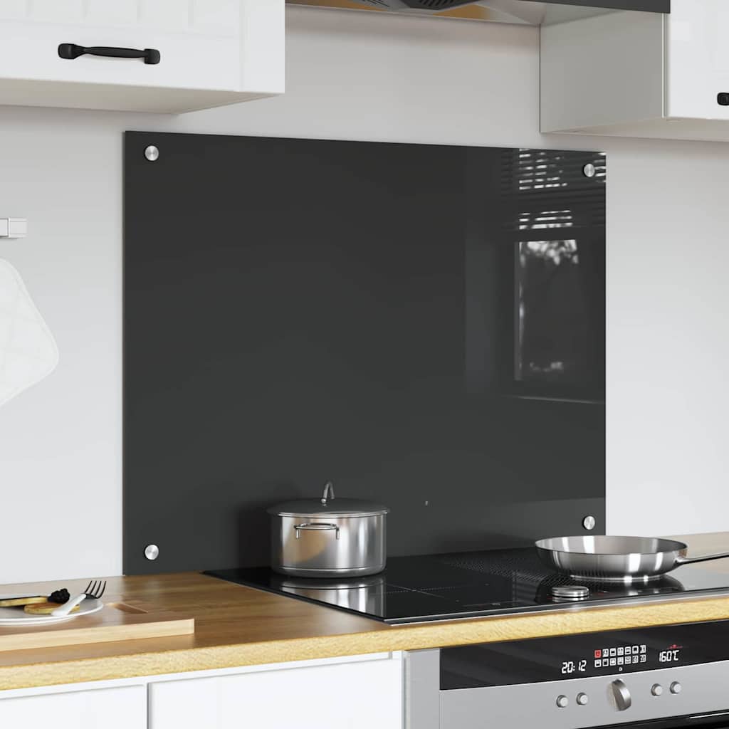 Kitchen Backsplash Dark Grey 80 x 60 cm Tempered Glass