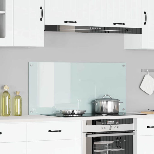 Kitchen Backsplash White 110 x 50 cm Tempered Glass