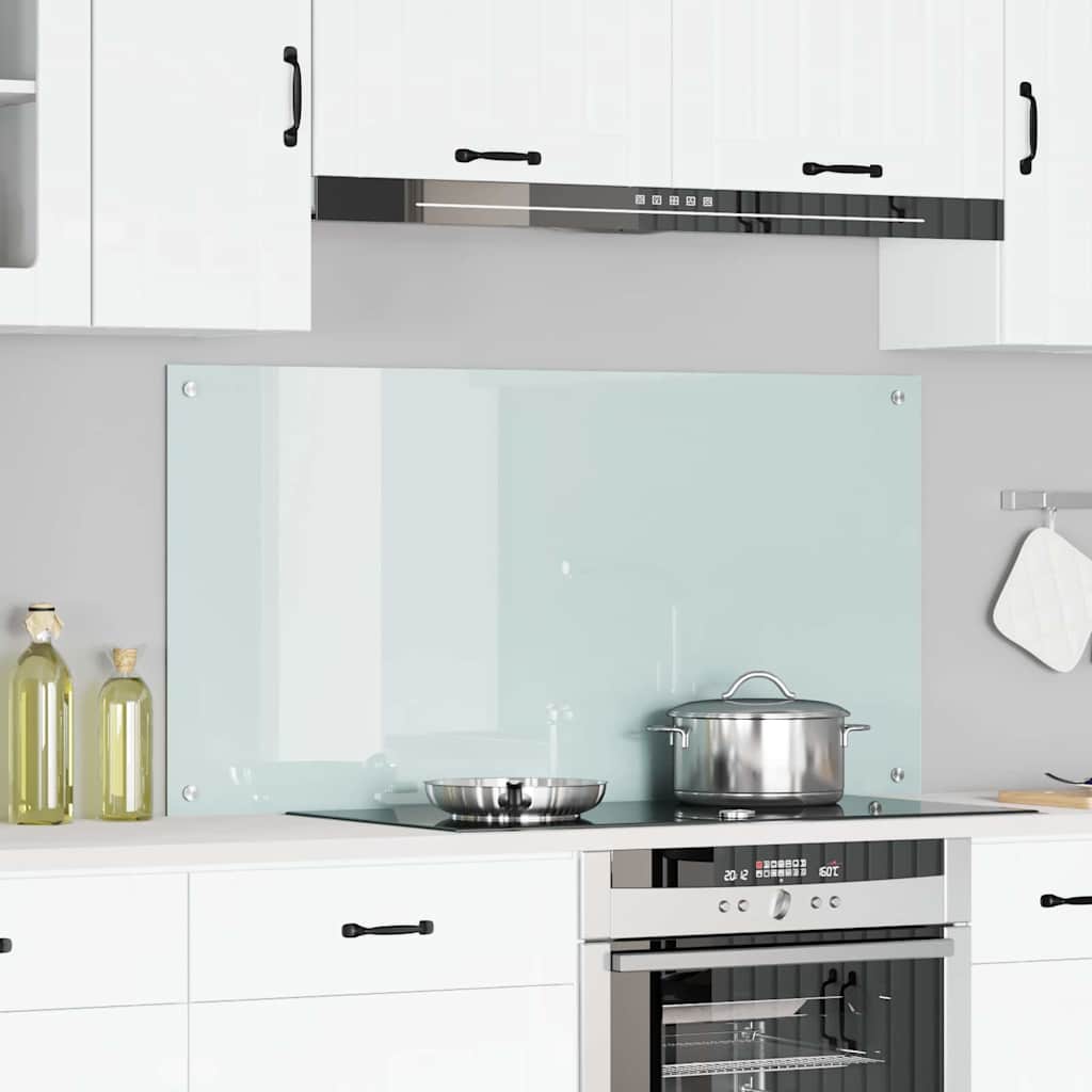 Kitchen Backsplash White 120 x 60 cm Tempered Glass