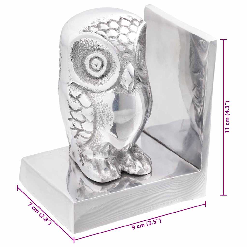 Bookends 2 pcs Silver 7 x 9 x 11 cm Aluminium