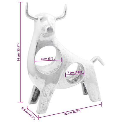 Bull Sculpture Silver 22 x 9.5 x 34 cm Aluminium