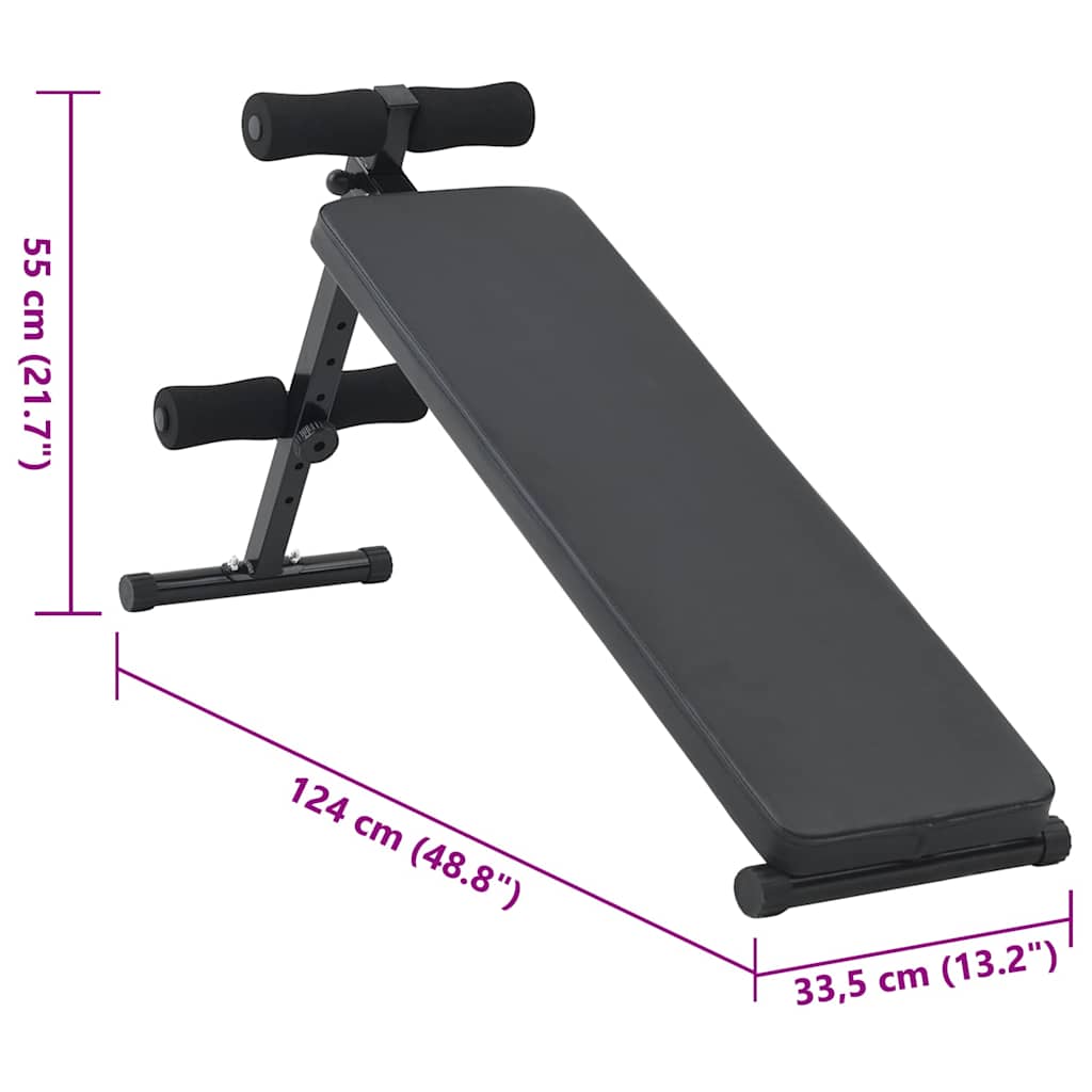 Sit Up Bench Black 124 x 33.5 x 55 cm Powder-Coated Steel