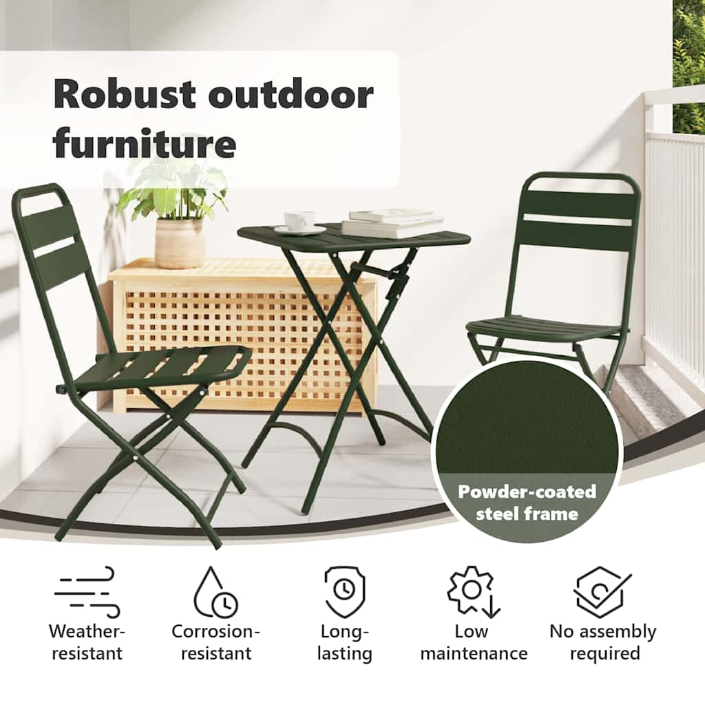 Garden Folding Chair Folding 2 pcs Green 42 x 52 x82cm