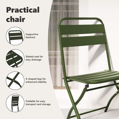 Garden Folding Chair Folding 2 pcs Green 42 x 52 x82cm