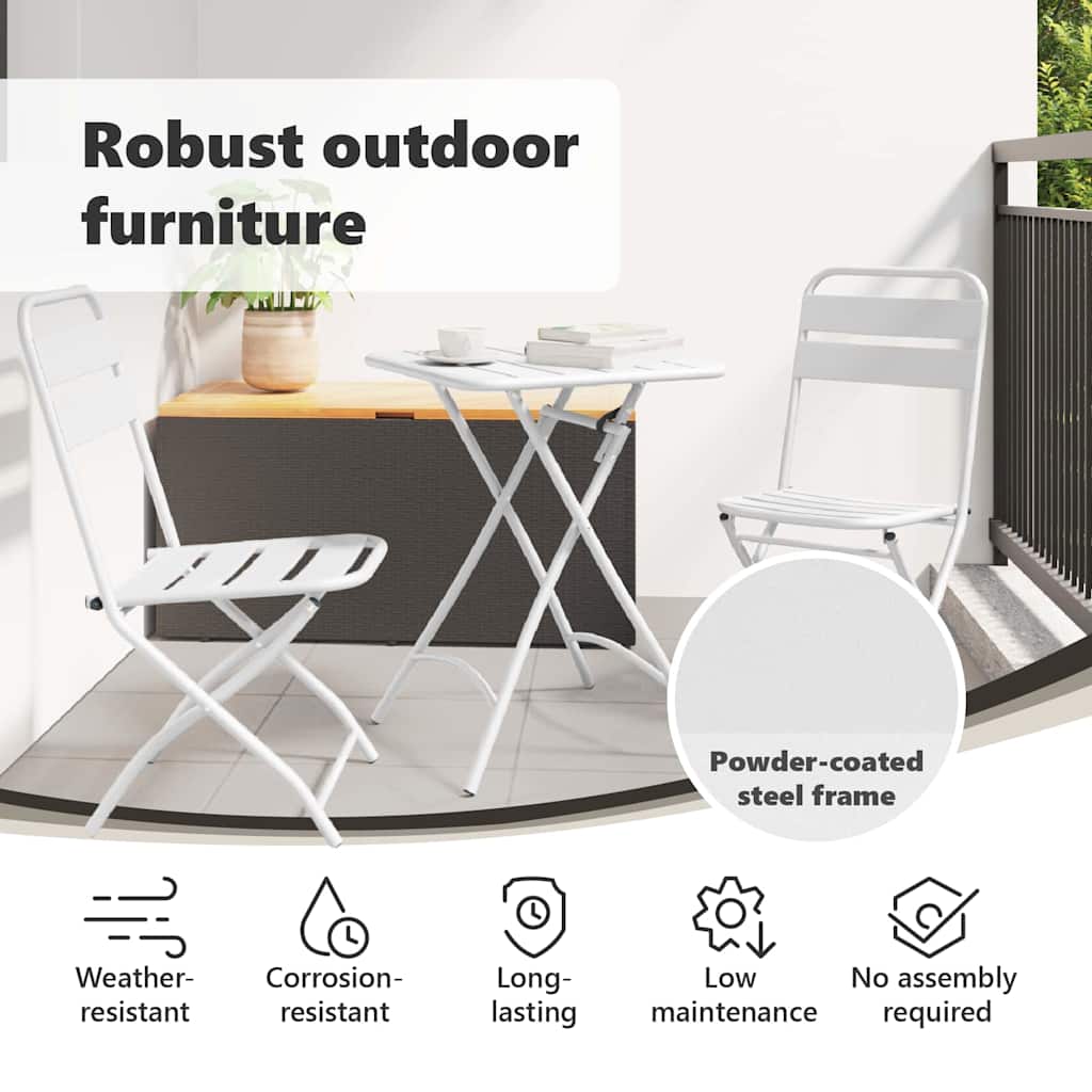 Garden Folding Chair Folding 2 pcs White 42 x 52 x82cm