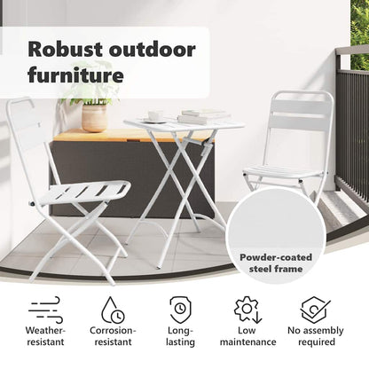 Garden Folding Chair Folding 2 pcs White 42 x 52 x82cm