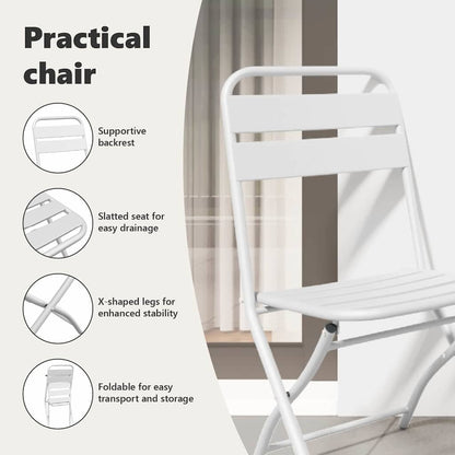 Garden Folding Chair Folding 2 pcs White 42 x 52 x82cm