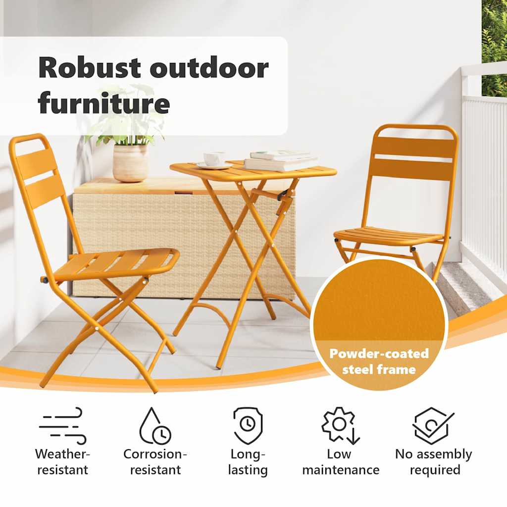 Garden Folding Chair Folding 2 pcs Mustard 42 x 52 x82cm