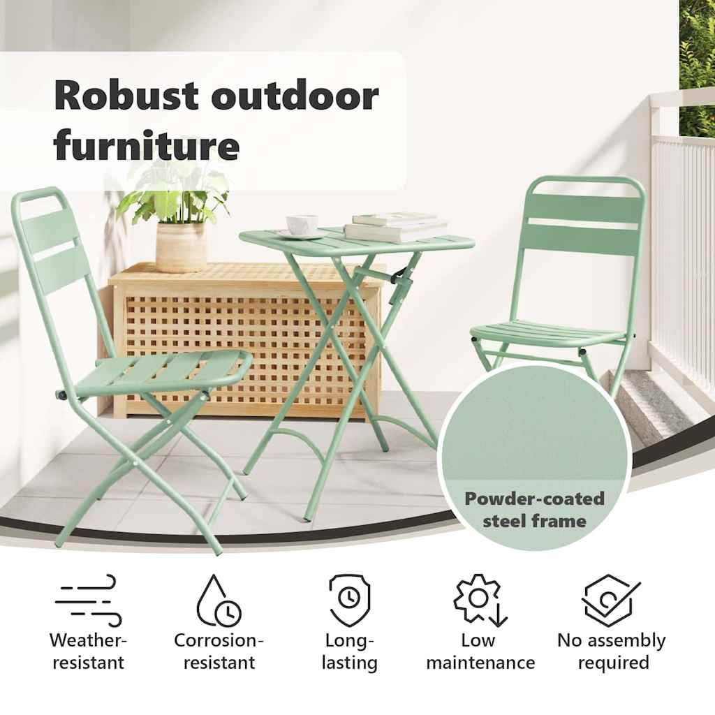Garden Folding Chair Folding 2 pcs Light Mint 42 x 52 x82cm