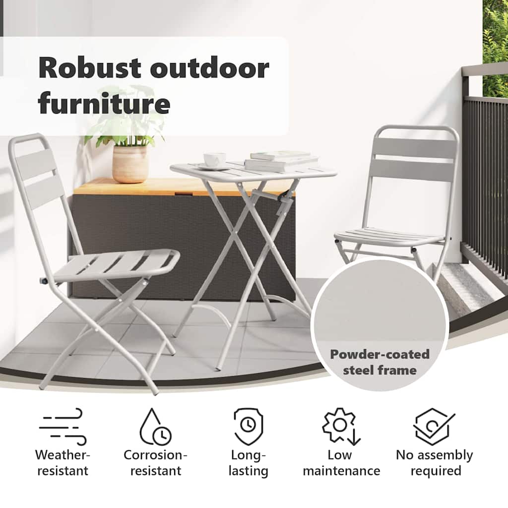 Garden Folding Chair Folding 2 pcs Beige 42 x 52 x82cm