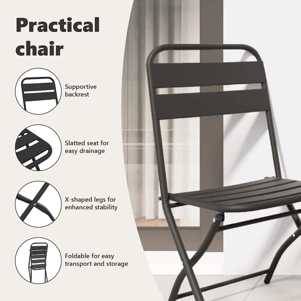 Garden Folding Chair Folding 2 pcs Anthracite 42 x 52 x82cm