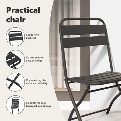 Garden Folding Chair Folding 2 pcs Anthracite 42 x 52 x82cm