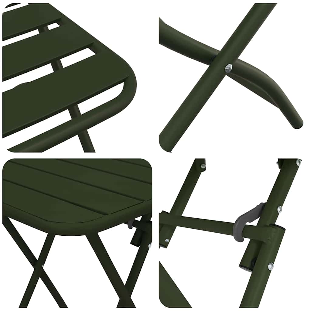 Bistro Set 3 pcs Green Steel