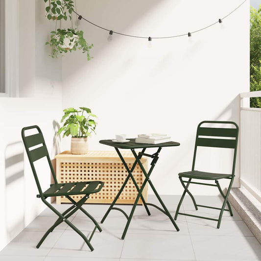 Bistro Set 3 pcs Green Steel