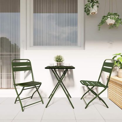 Bistro Set 3 pcs Green Steel