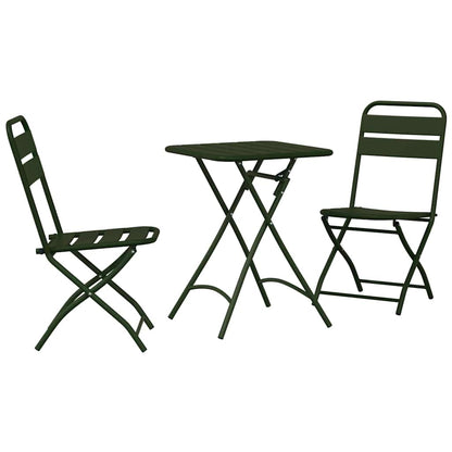 Bistro Set 3 pcs Green Steel