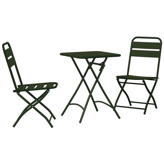 Bistro Set 3 pcs Green Steel