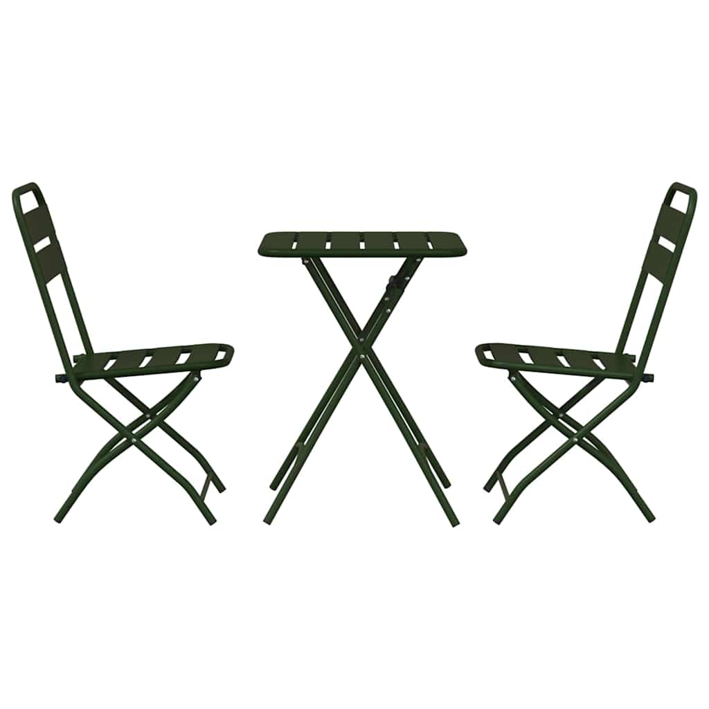 Bistro Set 3 pcs Green Steel