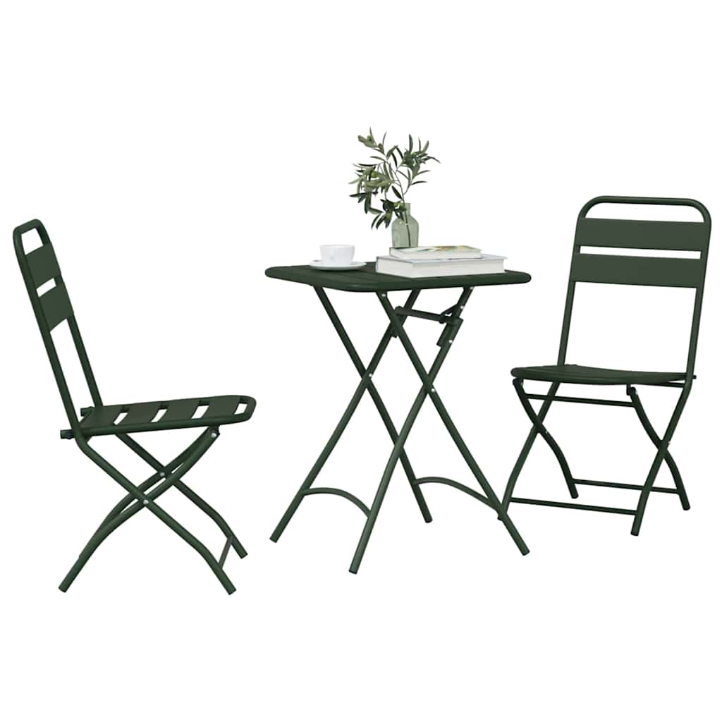 Bistro Set 3 pcs Green Steel