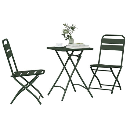 Bistro Set 3 pcs Green Steel