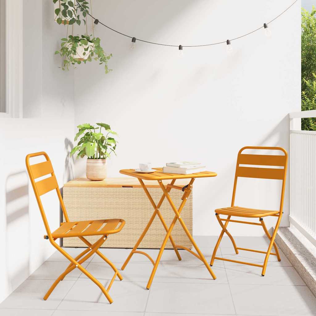 Bistro Set 3 pcs Mustard Steel